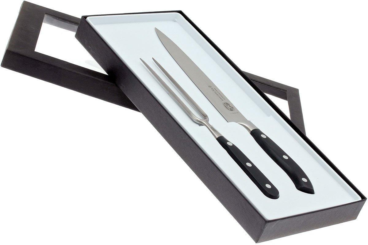 CRISTALICA Tranchierbesteck Set Aus Edelstahl - 2-teilig Im Schicken Schwarz Für Fleisch & Genuss