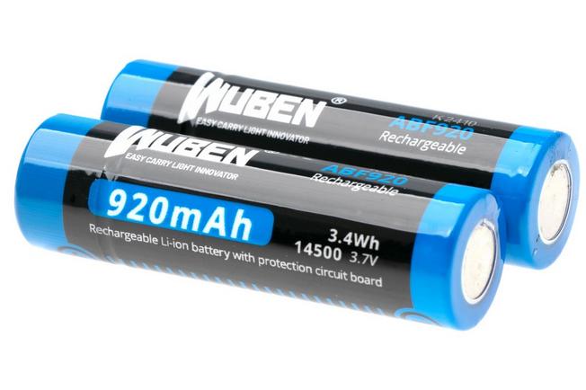 Afbeelding voor Wuben ABF920 14500 herlaadbare Li-ion-accu, 920 mAh, 2 stuks