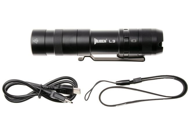 Afbeelding voor Wuben L3 Black, oplaadbare tactische EDC-zaklamp en powerbank, 3000 lumen