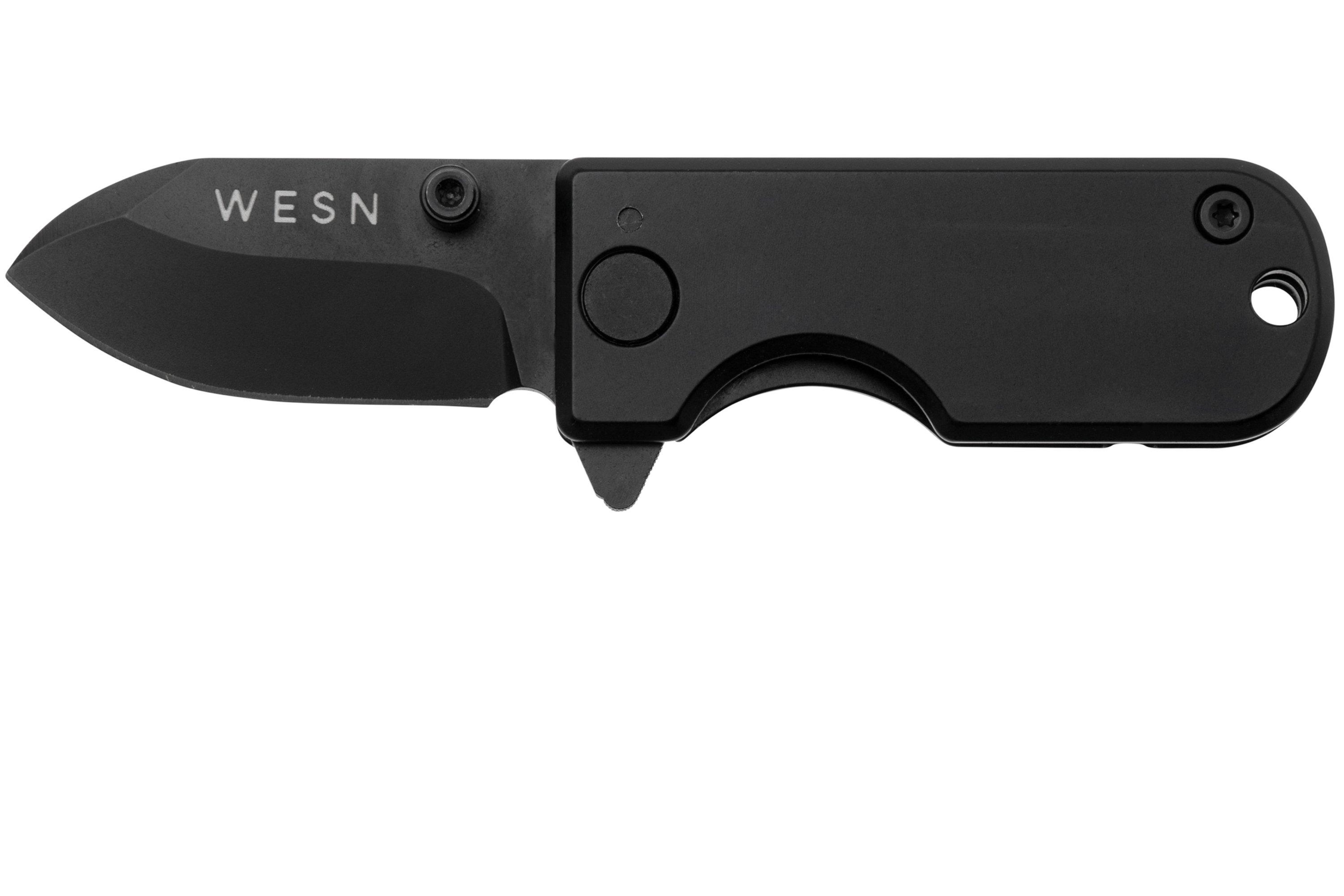 WESN Microblade Blacked Out SN01-2, D2, Titanium, pocket knife