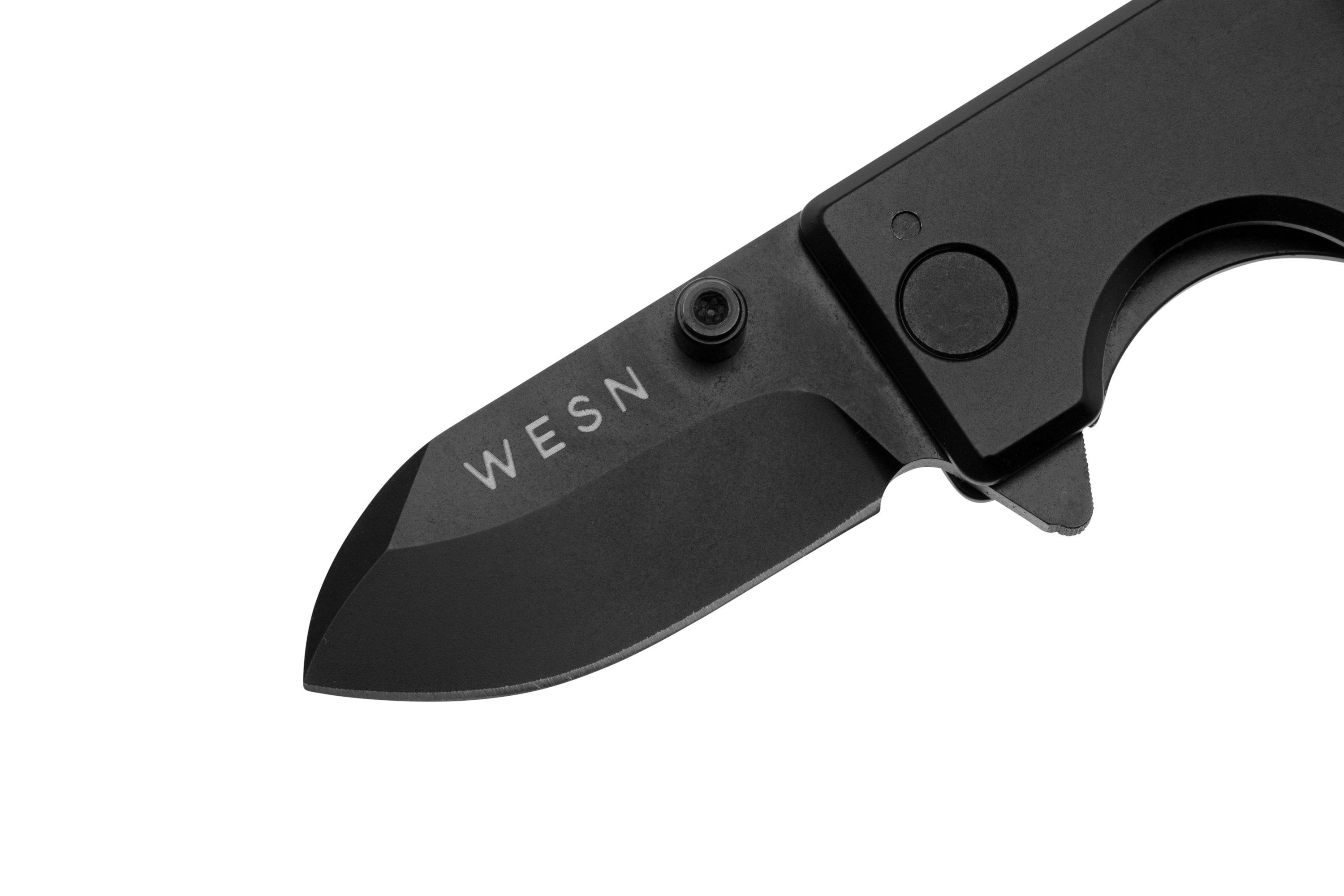 WESN Microblade Blacked Out SN01-2, D2, Titanium, pocket knife