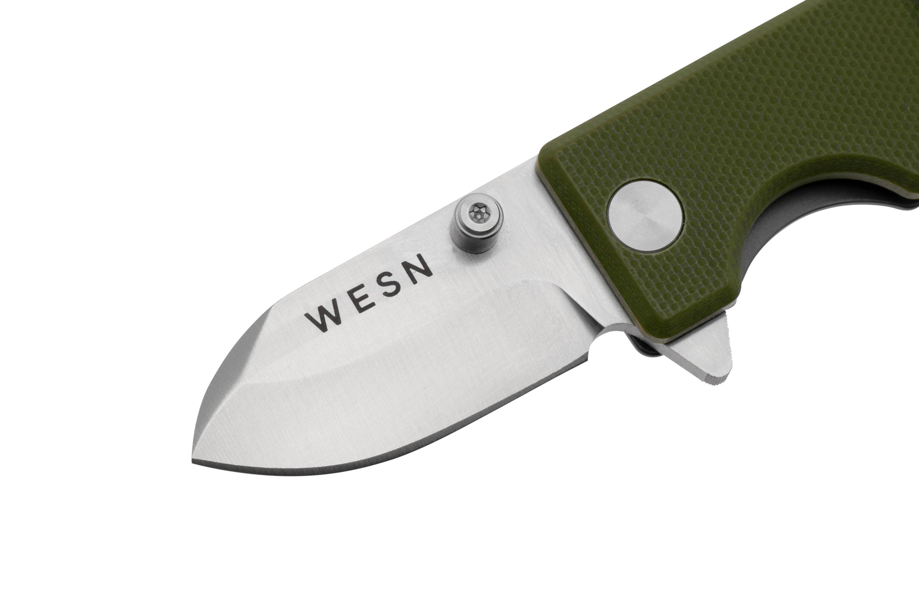 WESN Microblade SN013, D2, OD Green G10, Titanium, pocket knife