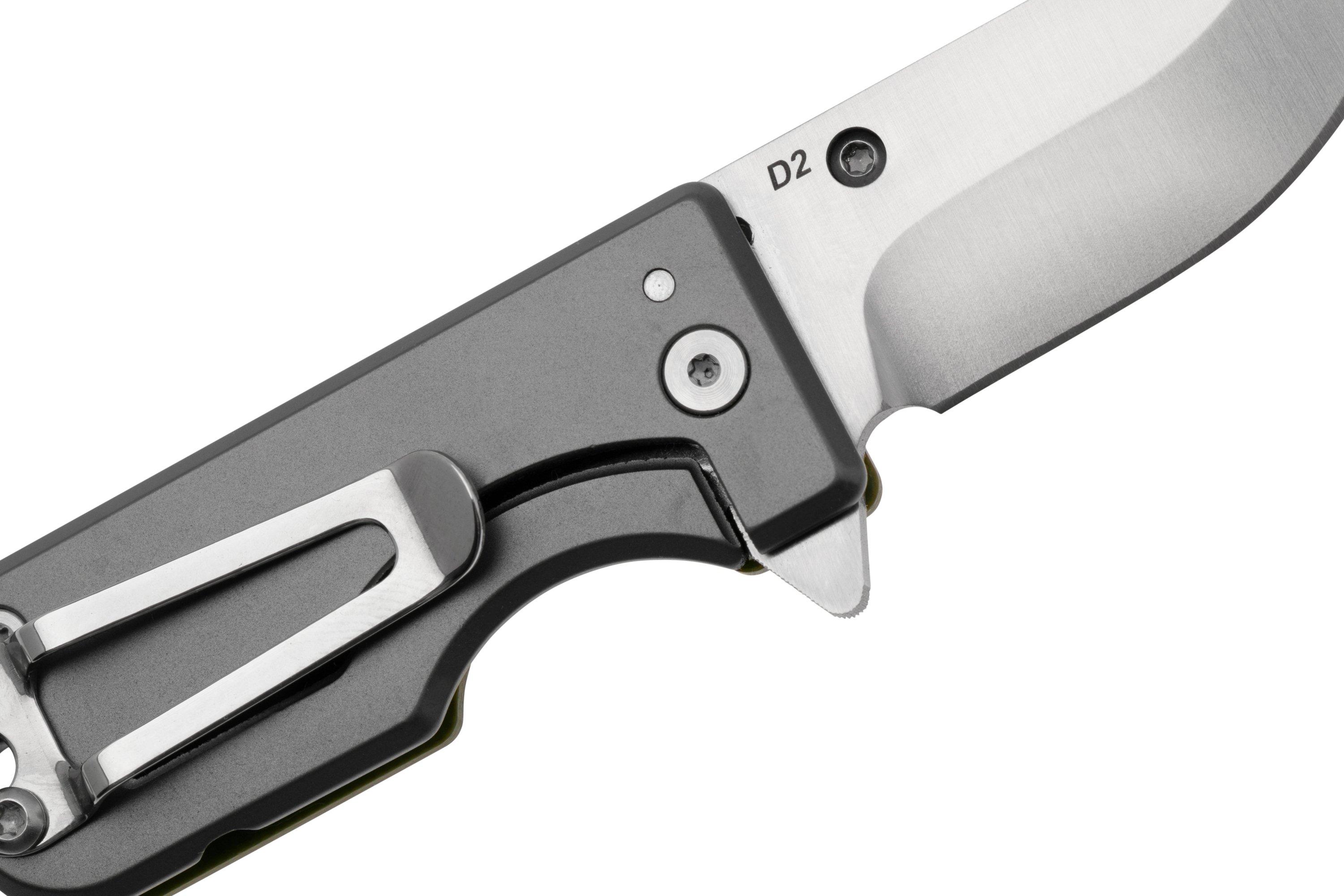 WESN Microblade SN013, D2, OD Green G10, Titanium, pocket knife