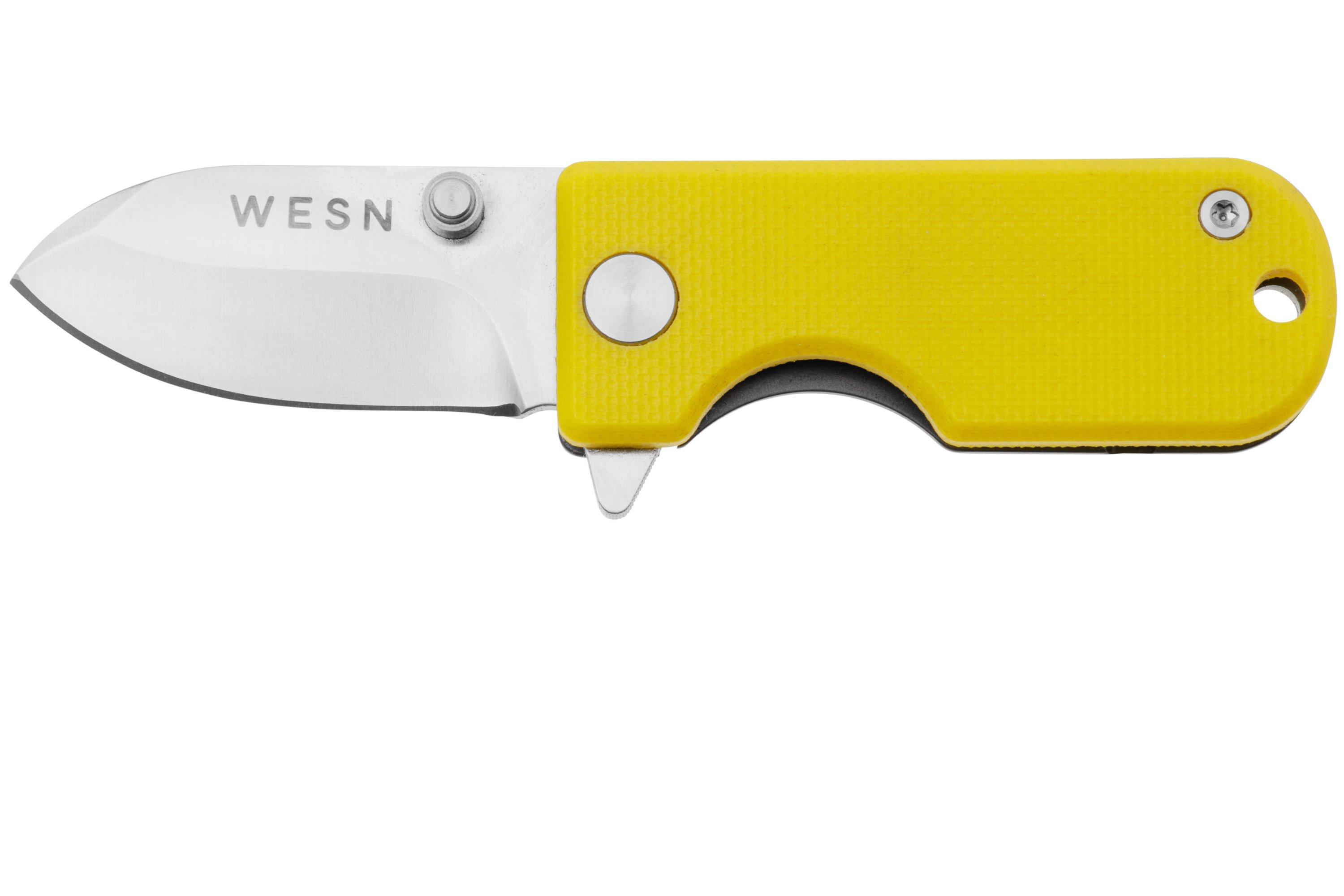 WESN Microblade SN01-6, D2, Mustard G10, Titanium, pocket knife