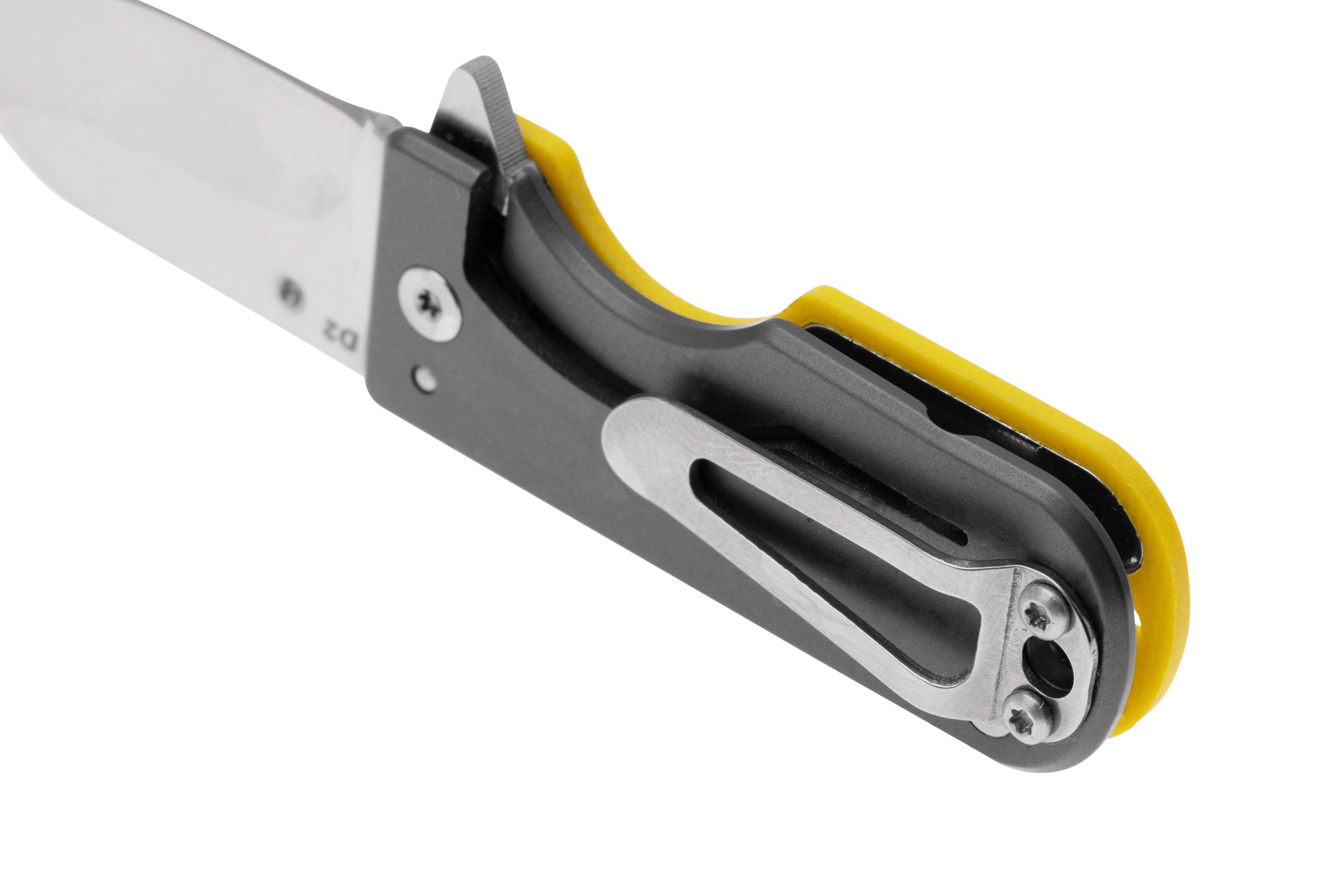 WESN Microblade SN016, D2, Mustard G10, Titanium, pocket knife