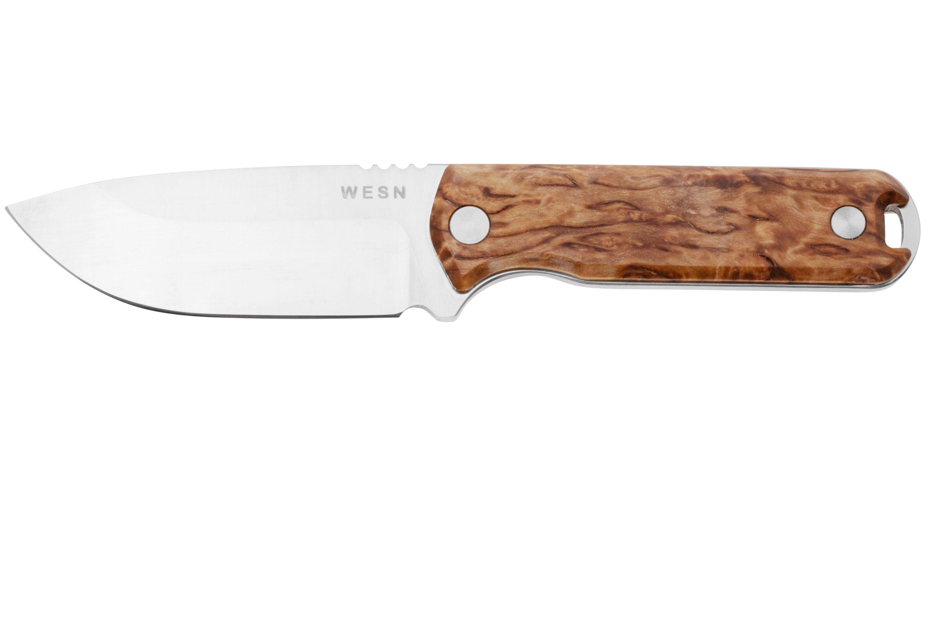 WESN Bornas SN23-8 Elmax, Curly Birch, fixed knife