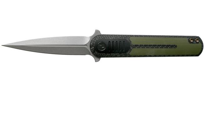Imagen para WE Knife Angst 2002A Carbon fibre, Green G10 navaja, Justin Lundquist design