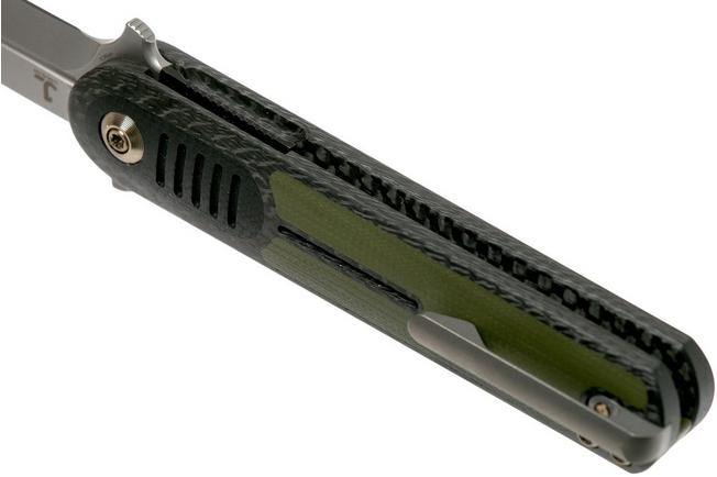Imagen para WE Knife Angst 2002A Carbon fibre, Green G10 navaja, Justin Lundquist design