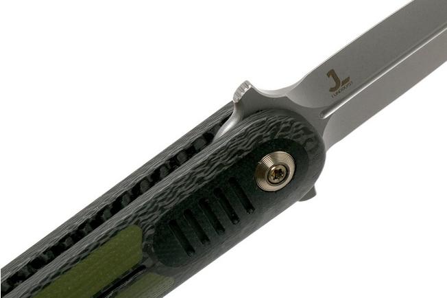 We Knife Angst 2002A Carbon fibre, Green G10 pocket knife, Justin