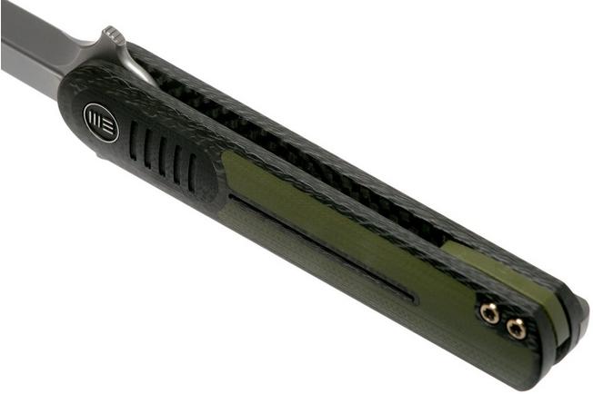 Imagen para WE Knife Angst 2002A Carbon fibre, Green G10 navaja, Justin Lundquist design