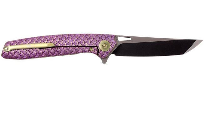 Image for WE Knife 604T tanto pocket knife purple, satin finish/blackwash