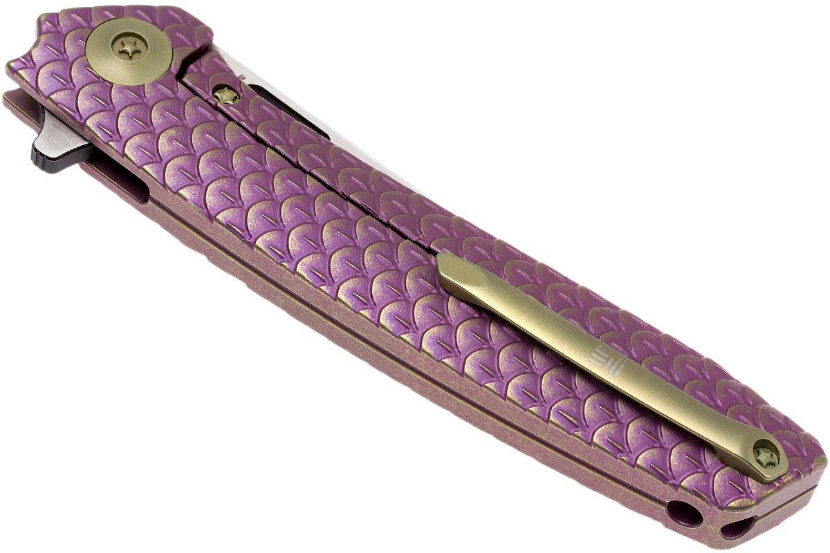 We Knife 604T tanto pocket knife purple, satin finish/blackwash