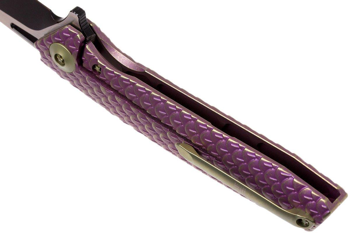 We Knife 604T tanto pocket knife purple, satin finish/blackwash