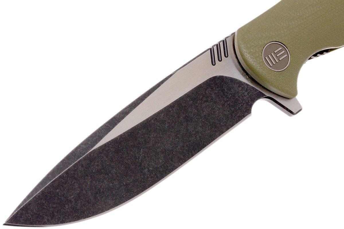 WE Knife 703A pocket knife, Green G10, blackwash/satin blade