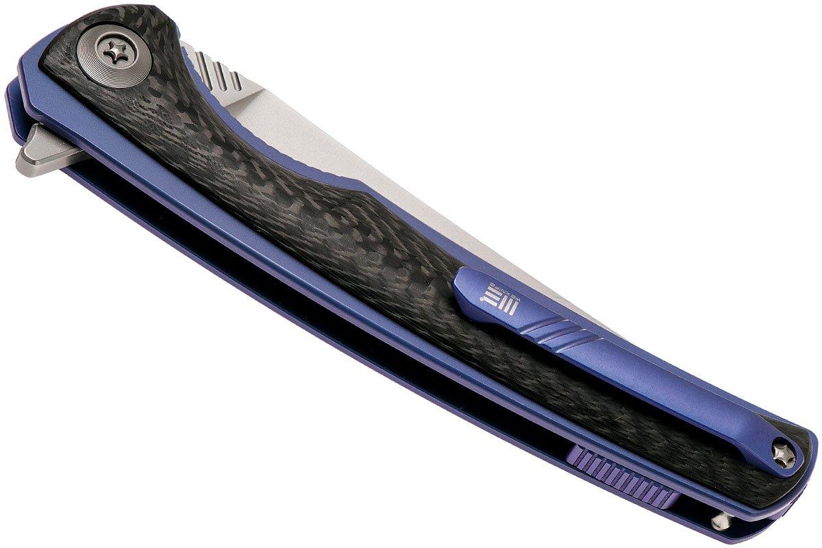 WE Knife 704CFB Carbon fiber/Blue Ti, M390 pocket knife