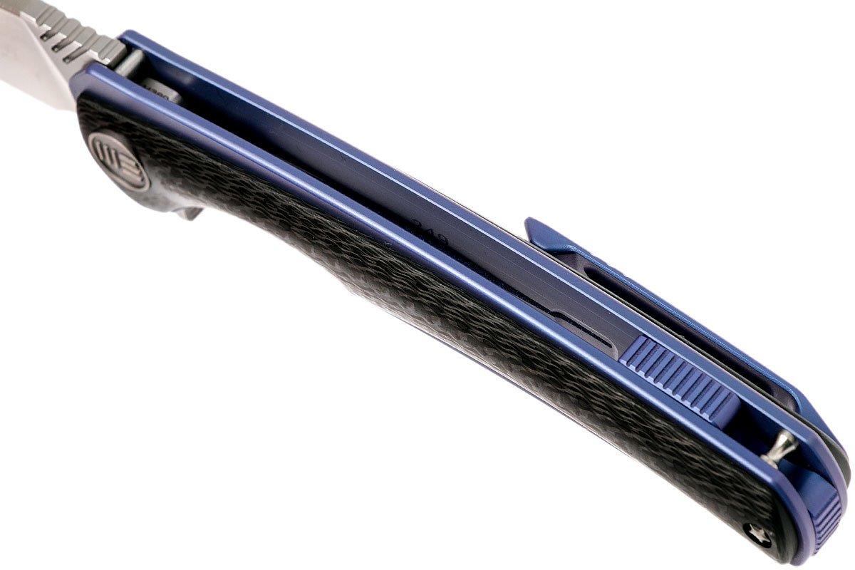 WE Knife 704CFB Carbon fiber/Blue Ti, M390 pocket knife