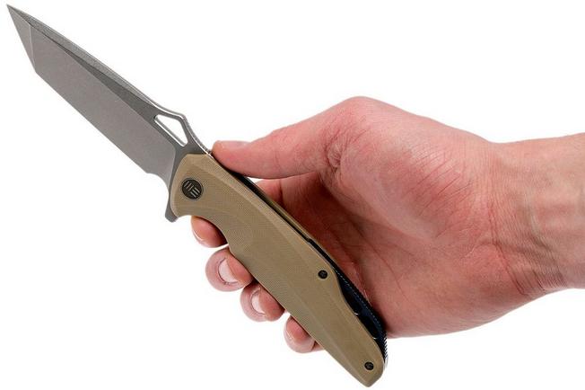 Image for WE Knife 706D pocket knife, Tan G10 handle, stonewashed blade