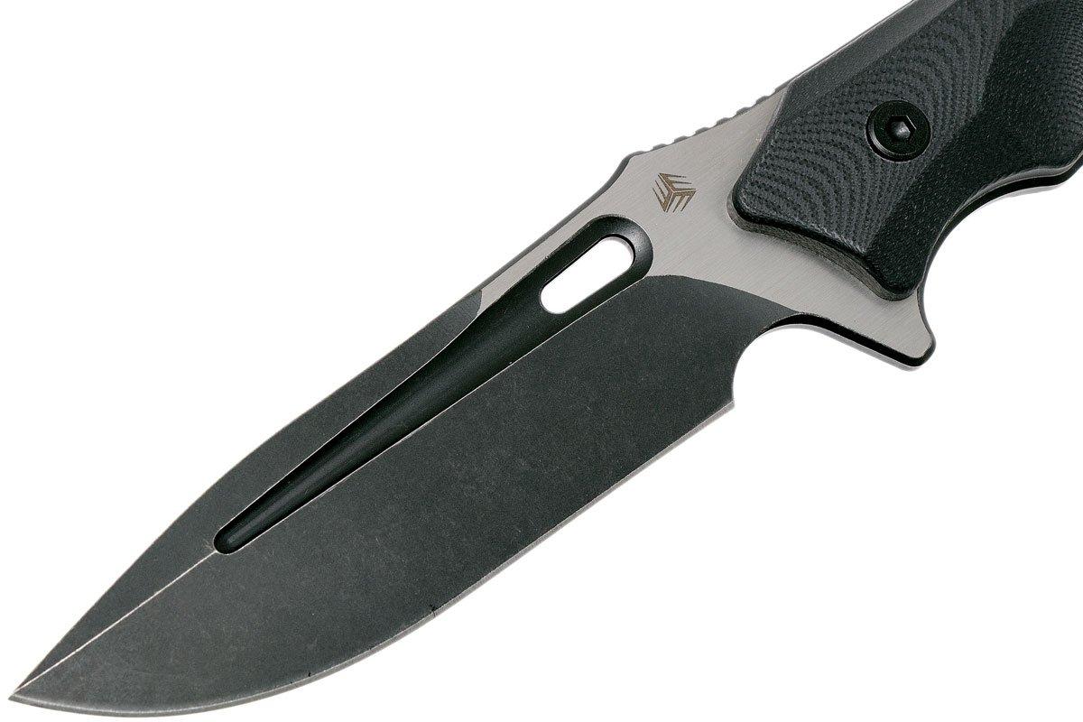 WE Knife Vindex 802B fixed knife, black G10, stonewashed blade ...