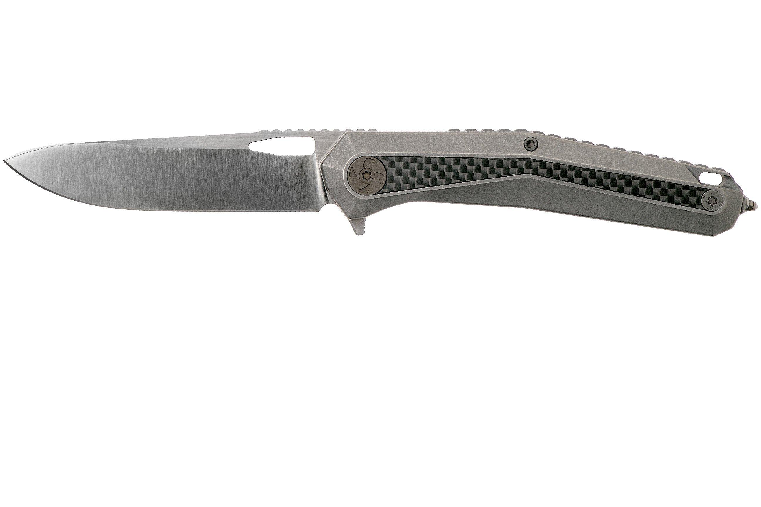 WE Knife Caliber 808B pocket knife, grey Ti, CF inlay, satin blade