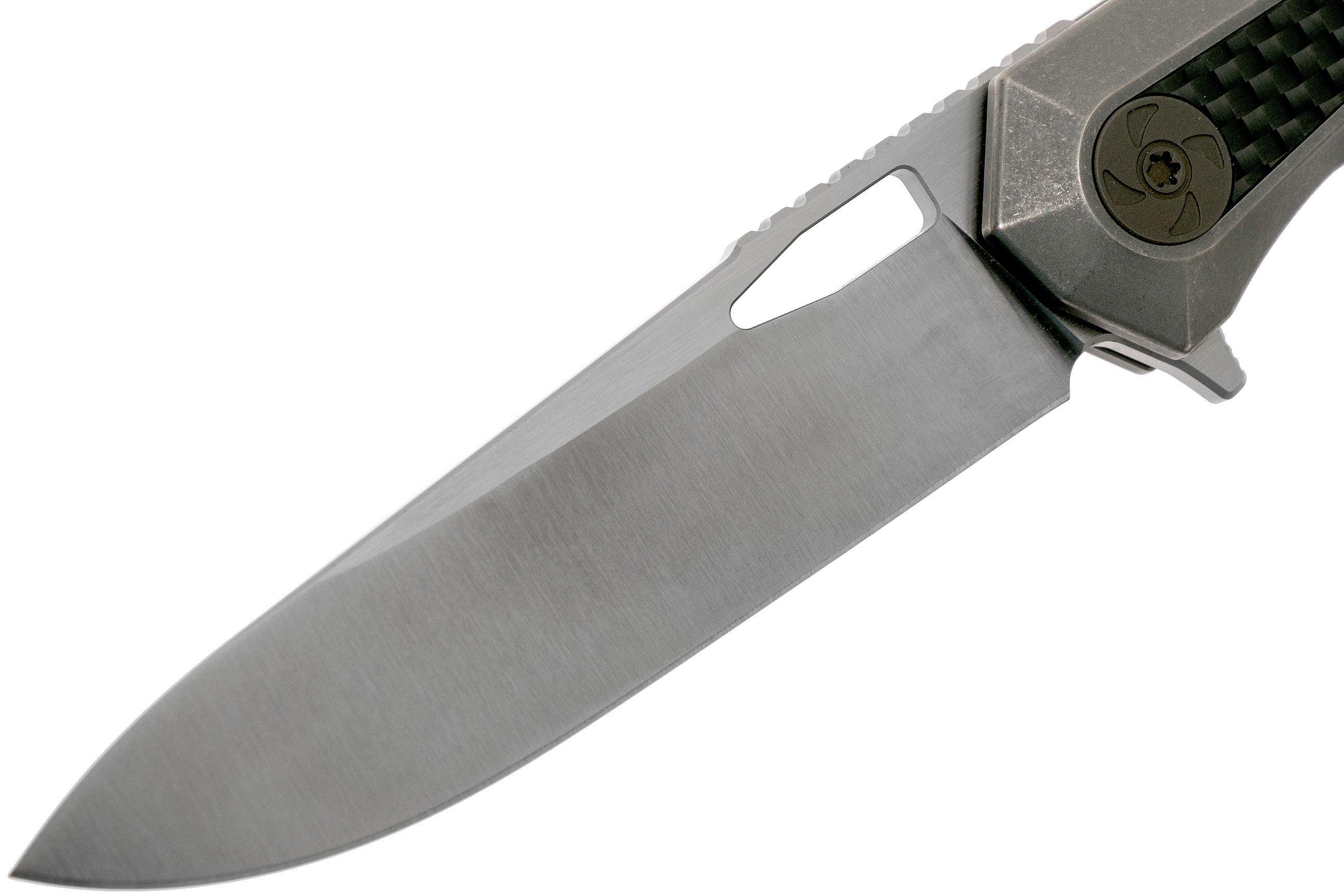 WE Knife Caliber 808B pocket knife, grey Ti, CF inlay, satin blade