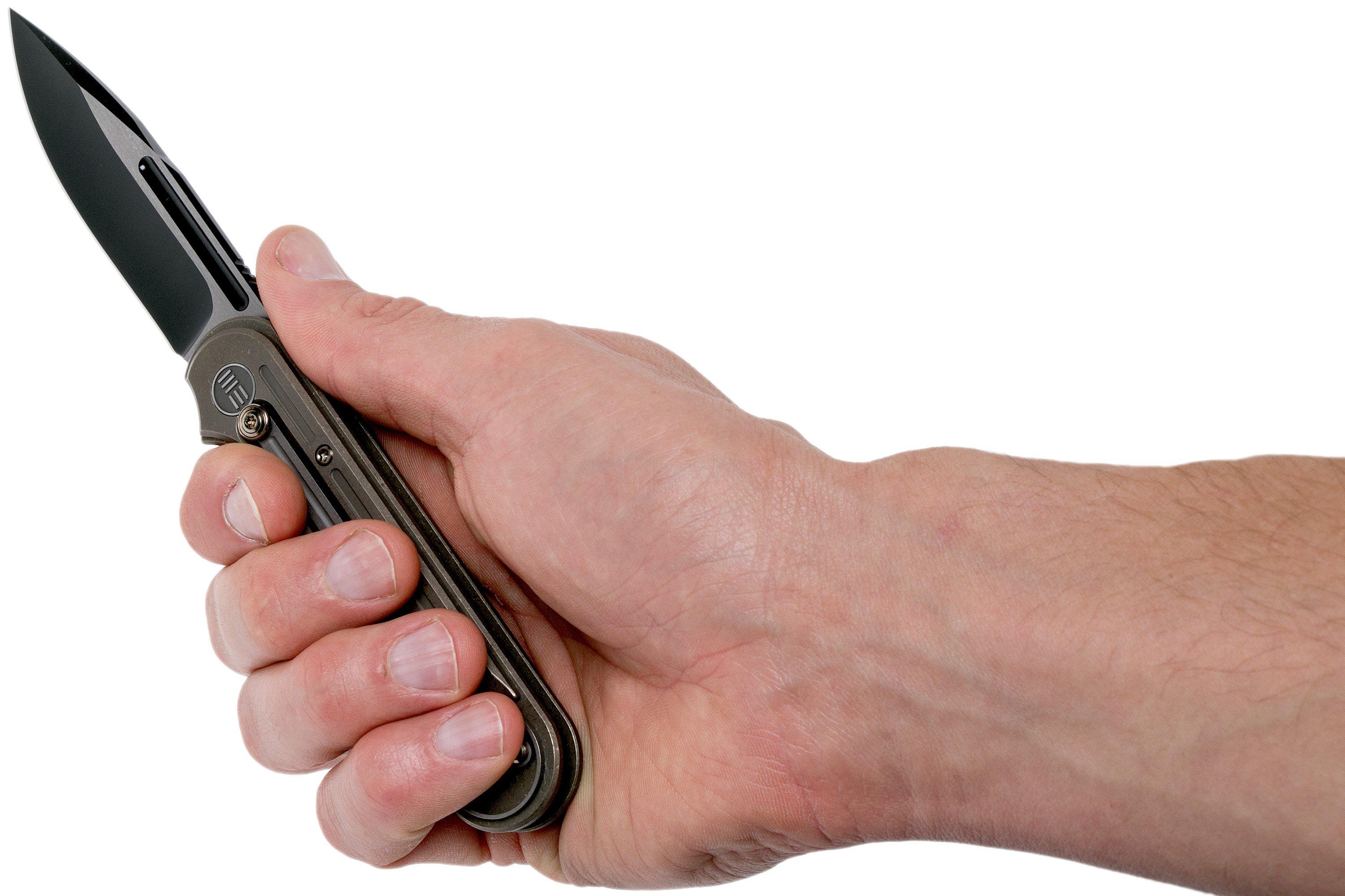 WE Knife Double Helix 815A pocket knife, Bronze Handle, Black Blade