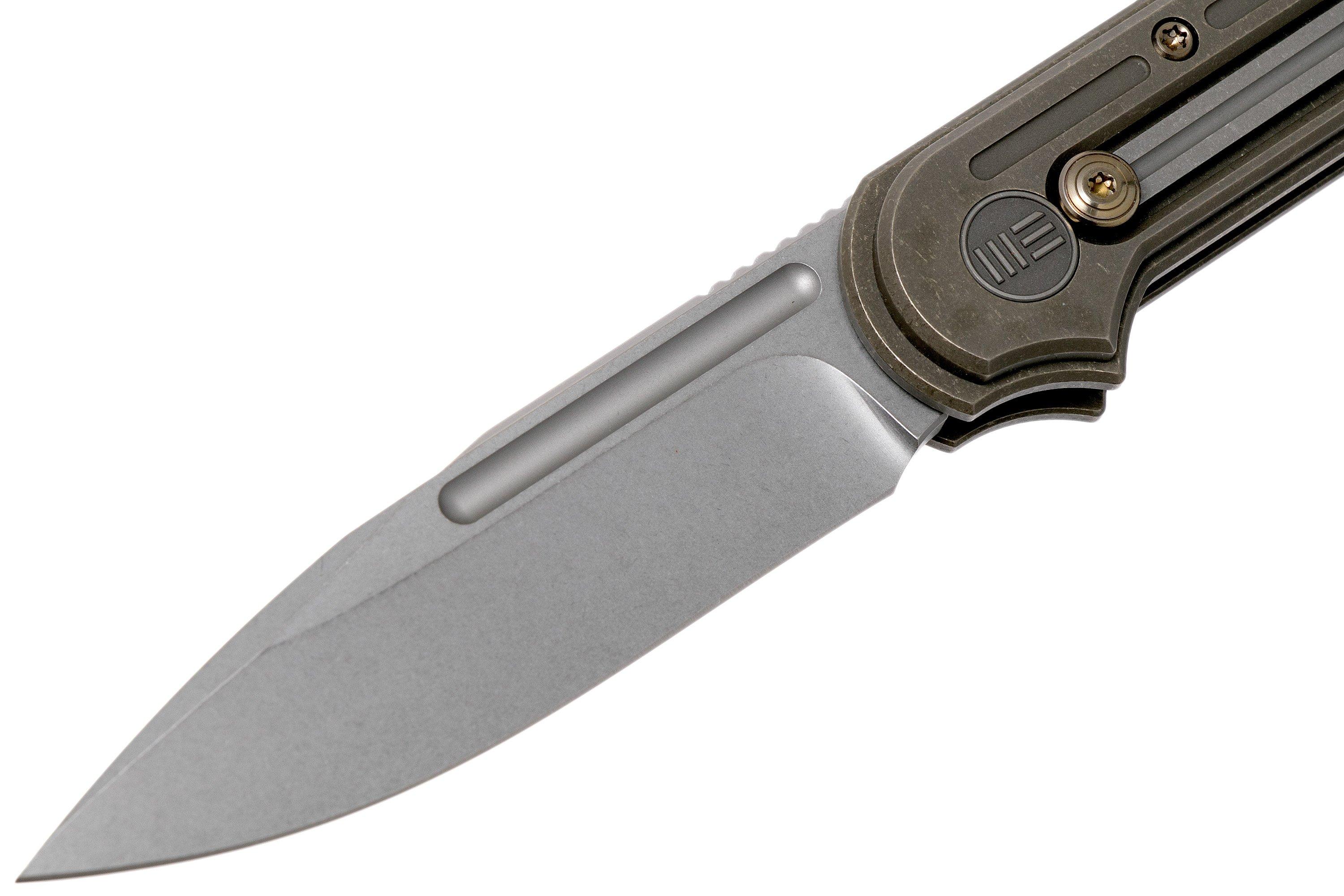 WE Knife Double Helix 815B pocket knife, Bronze Handle, Stonewashed