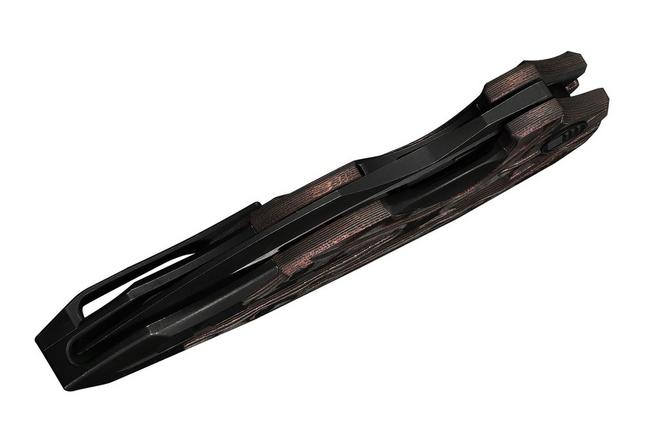 Afbeelding voor WE Knife Arrakis 906CF-E Black Stonewashed Vanax, Integral Black Titanium. Copper Foil Carbon Fiber Inlay, Limited Edition zakmes, Elijah Isham design