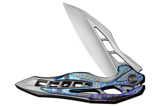 Afbeelding voor WE Knife Arrakis 906K Hand Rubbed Satin Vanax, Integral Gray Titanium, Flamed Titanium Inlay, Limited Edition zakmes, Elijah Isham design