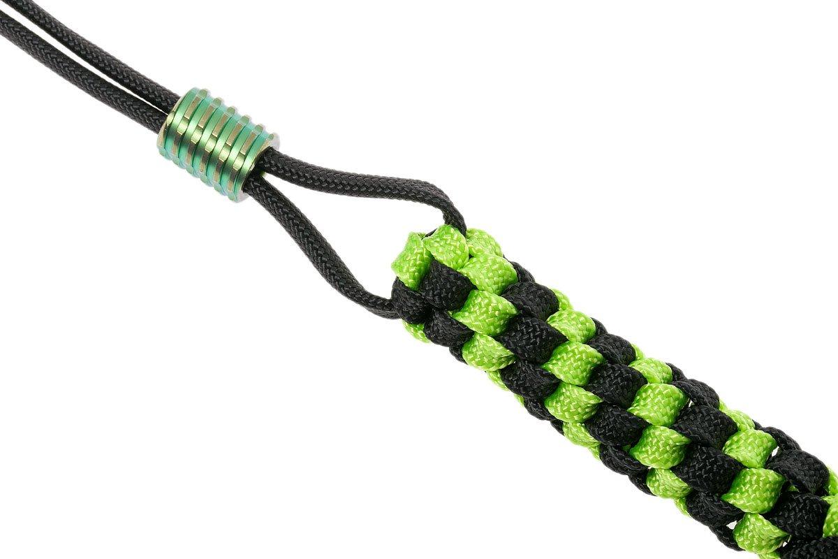 WE Knife A01A paracord lanyard with titanium bead, greenblack