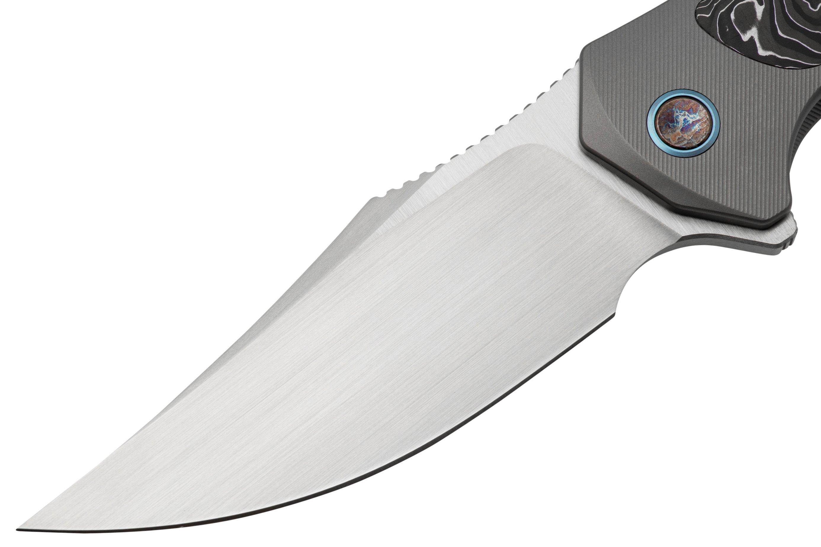 WE Knife Gray Titanium White Aluminium Carbon Fiber, Hand