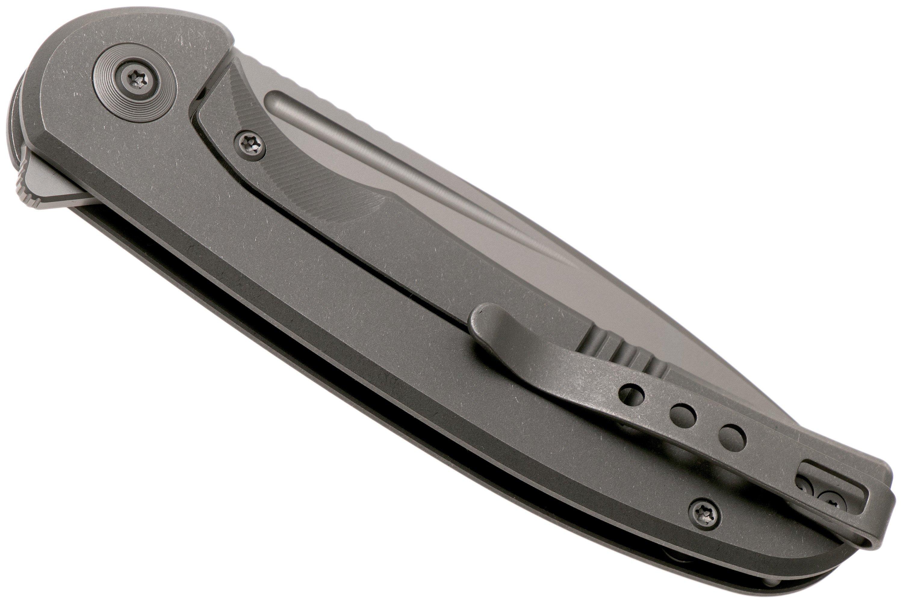 WE Knife Beacon WE20061B1 Bead Blasted, Gray Titanium zakmes