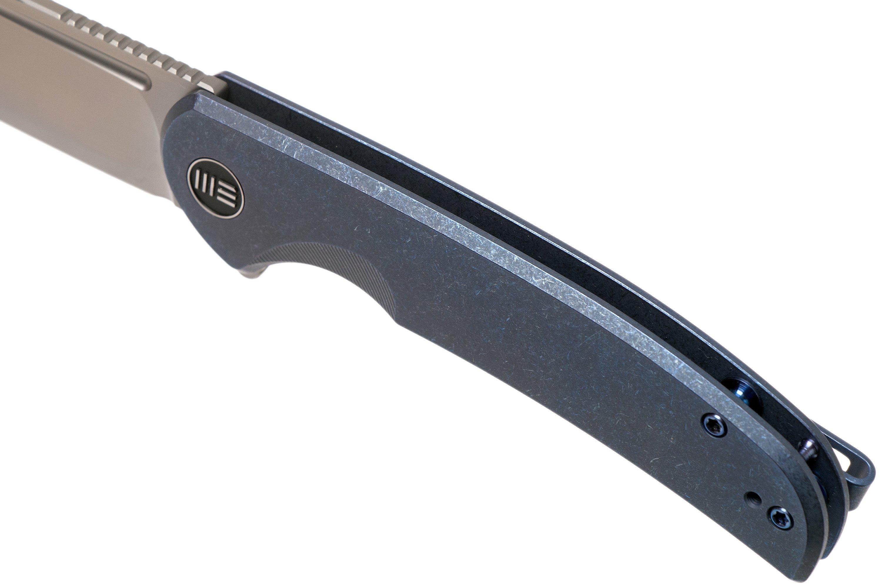 WE Knife Beacon WE20061B2 Bead Blasted, Blue Titanium zakmes
