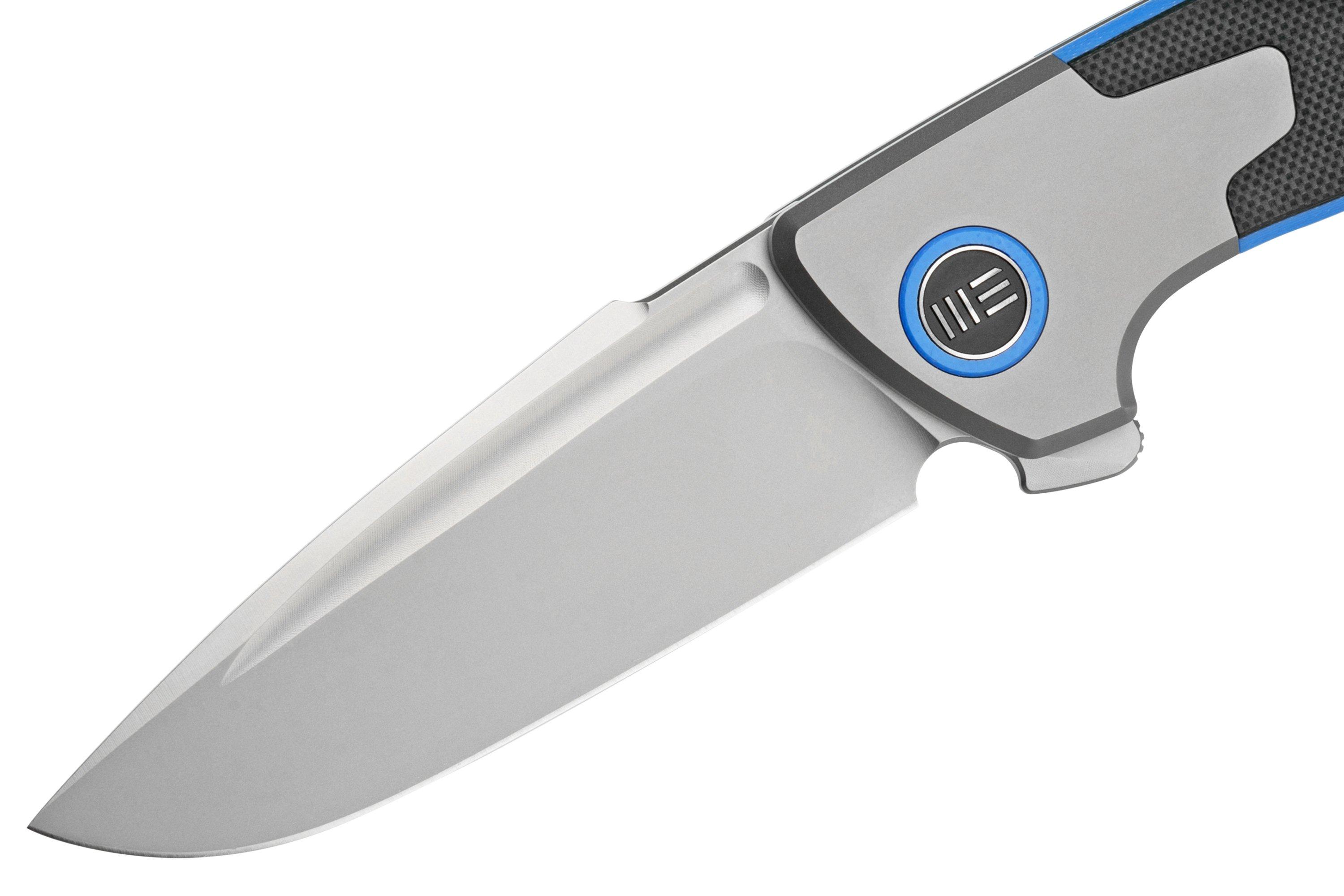 WE Knife Press Check WE20078B2 Silver Blue Titanium pocket knife