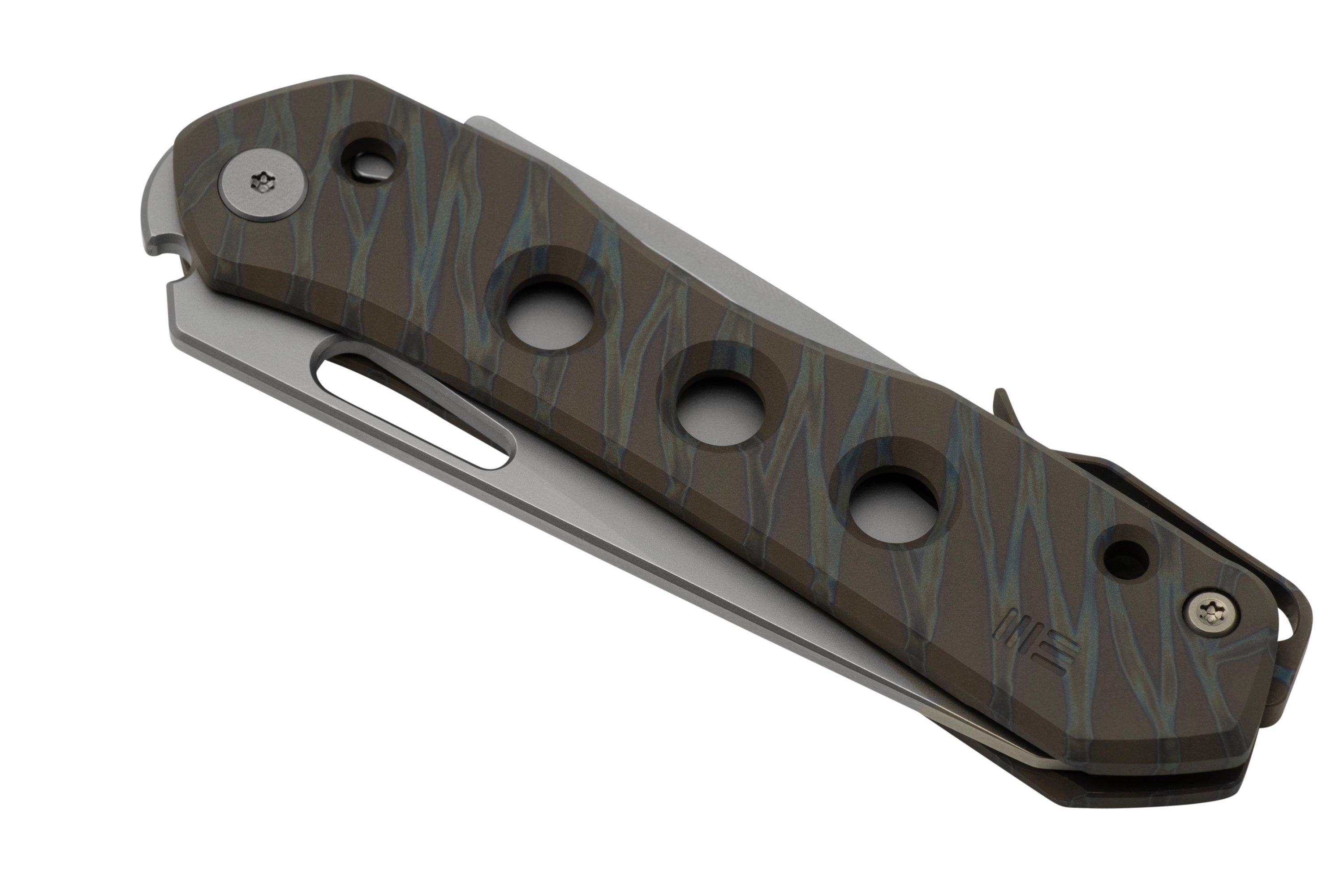 WE Knife Vision R Tiger WE21031-6, Stripe Flamed Titanium pocket knife ...