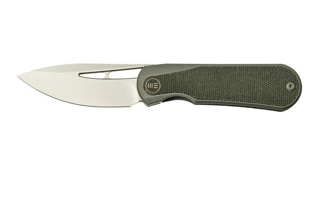 WE Baloo Flipper Folding Knife Gray/Dark Green Titanium/Micarta