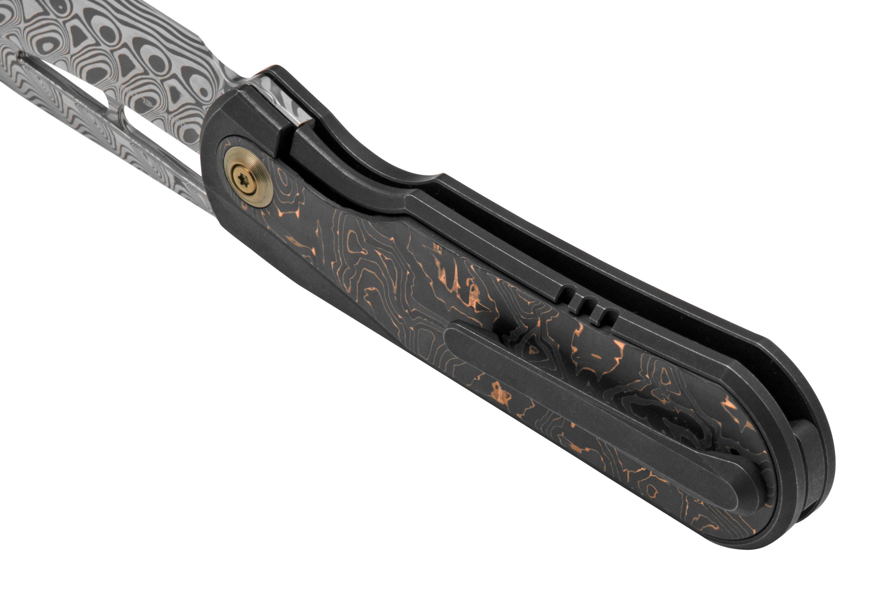 WE Knife Snick WE19022F-DS1 Damasteel, Timascus couteau de poche | Achetez à prix avantageux