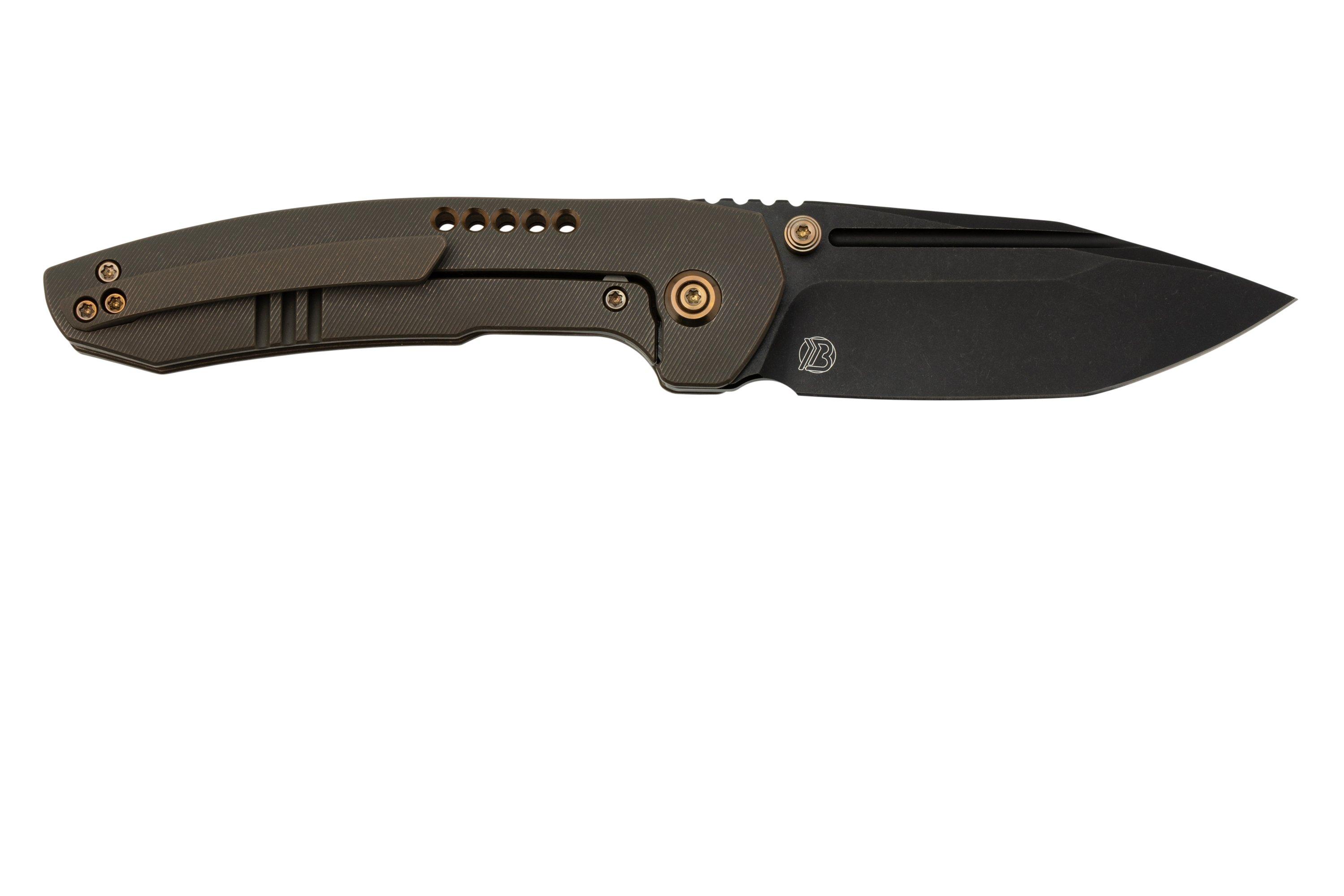 WE Knife High-Fin, WE22005-2, Bronze Titanium, Black CPM-20CV pocket knife