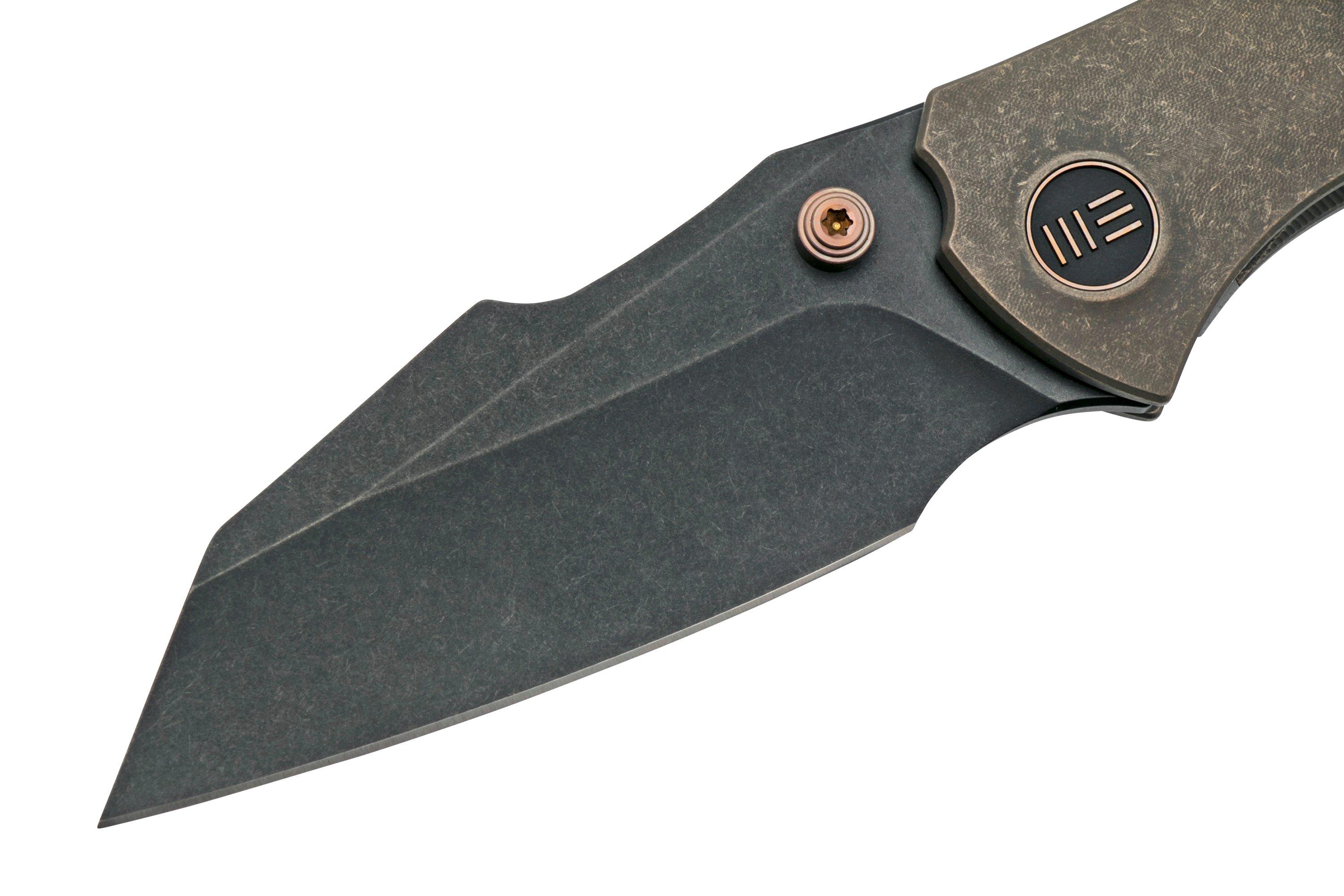 WE Knife High-Fin, WE22005-3, Blue Titanium, Grey CPM-20CV pocket knife