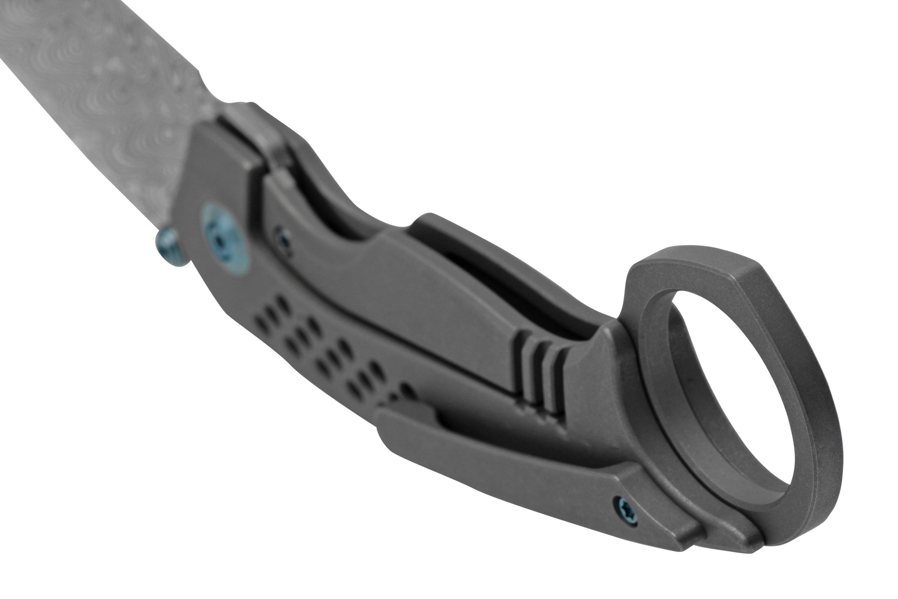 WE Knife Envisage WE22013DS1 Gray Titanium, Hakkapella Damasteel