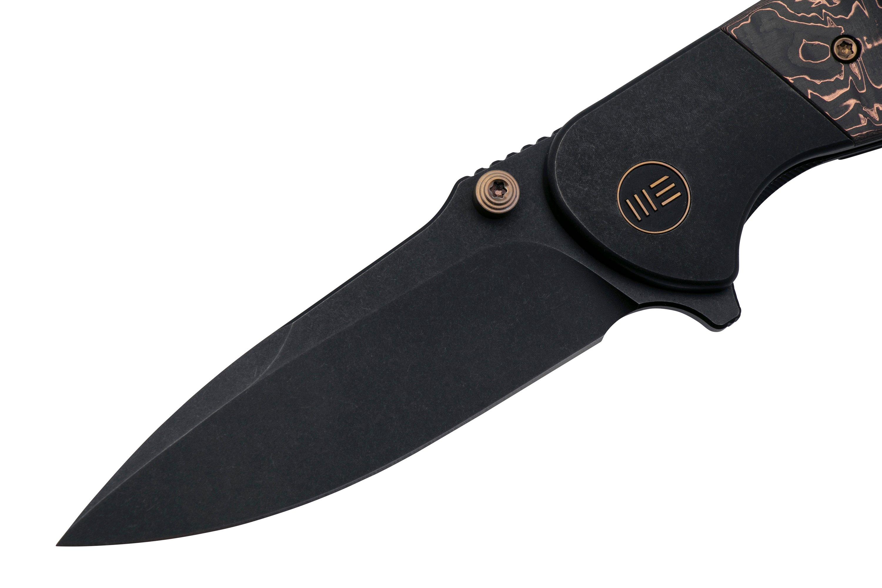 WE Knife High-Fin, WE22005-2, Bronze Titanium, Black CPM-20CV pocket knife