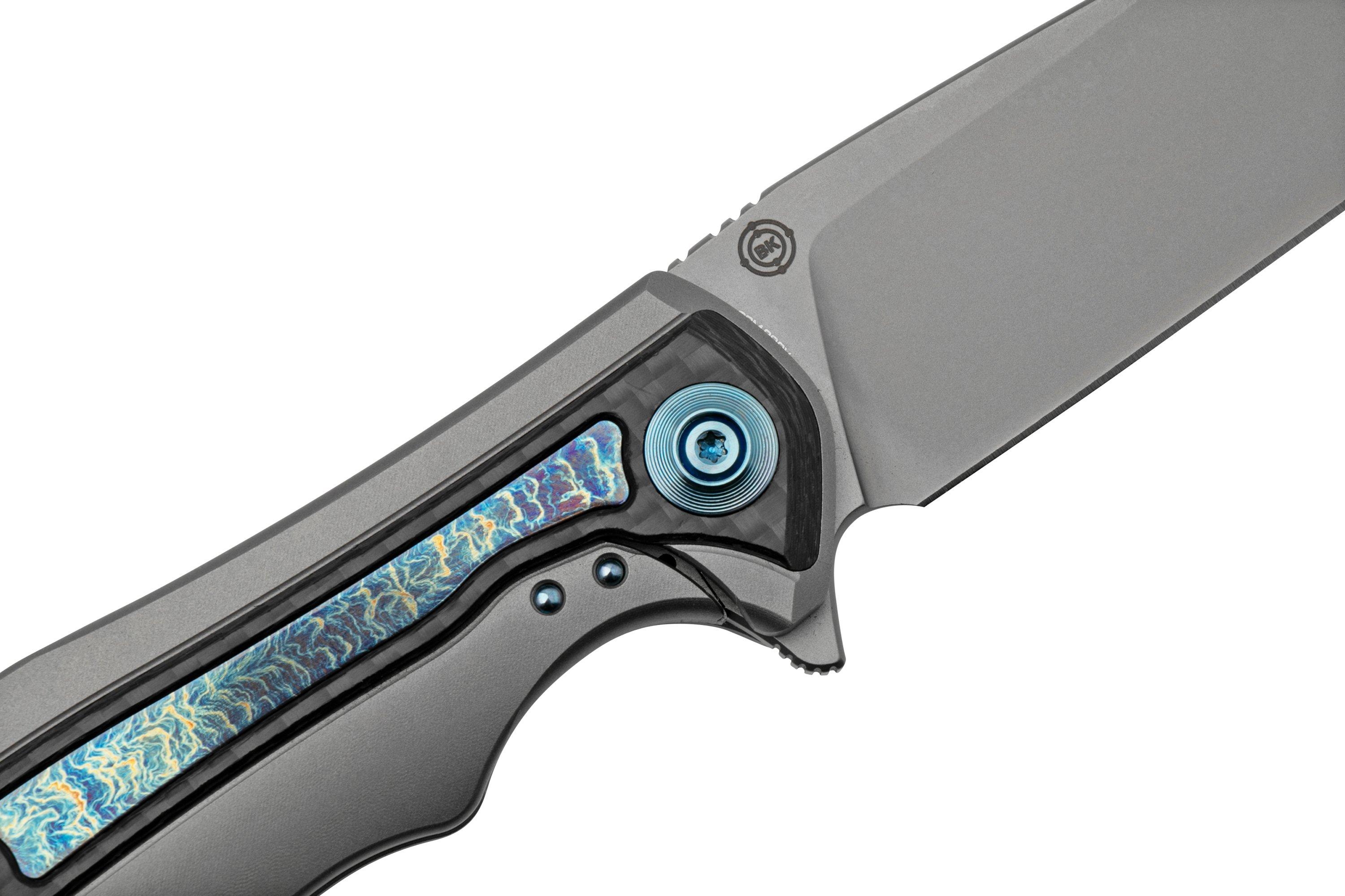 WE Knife Zonda WE220162 Gray Titanium, Twill Carbon Fiber Flamed