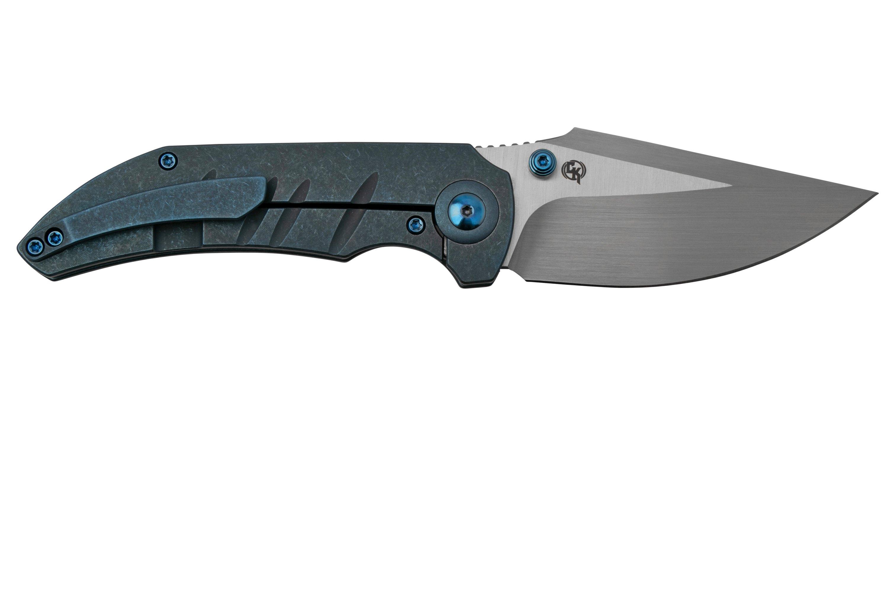 WE Knife RiffRaff Blue Titanium, Satin CPM 20CV WE22020B2 pocket