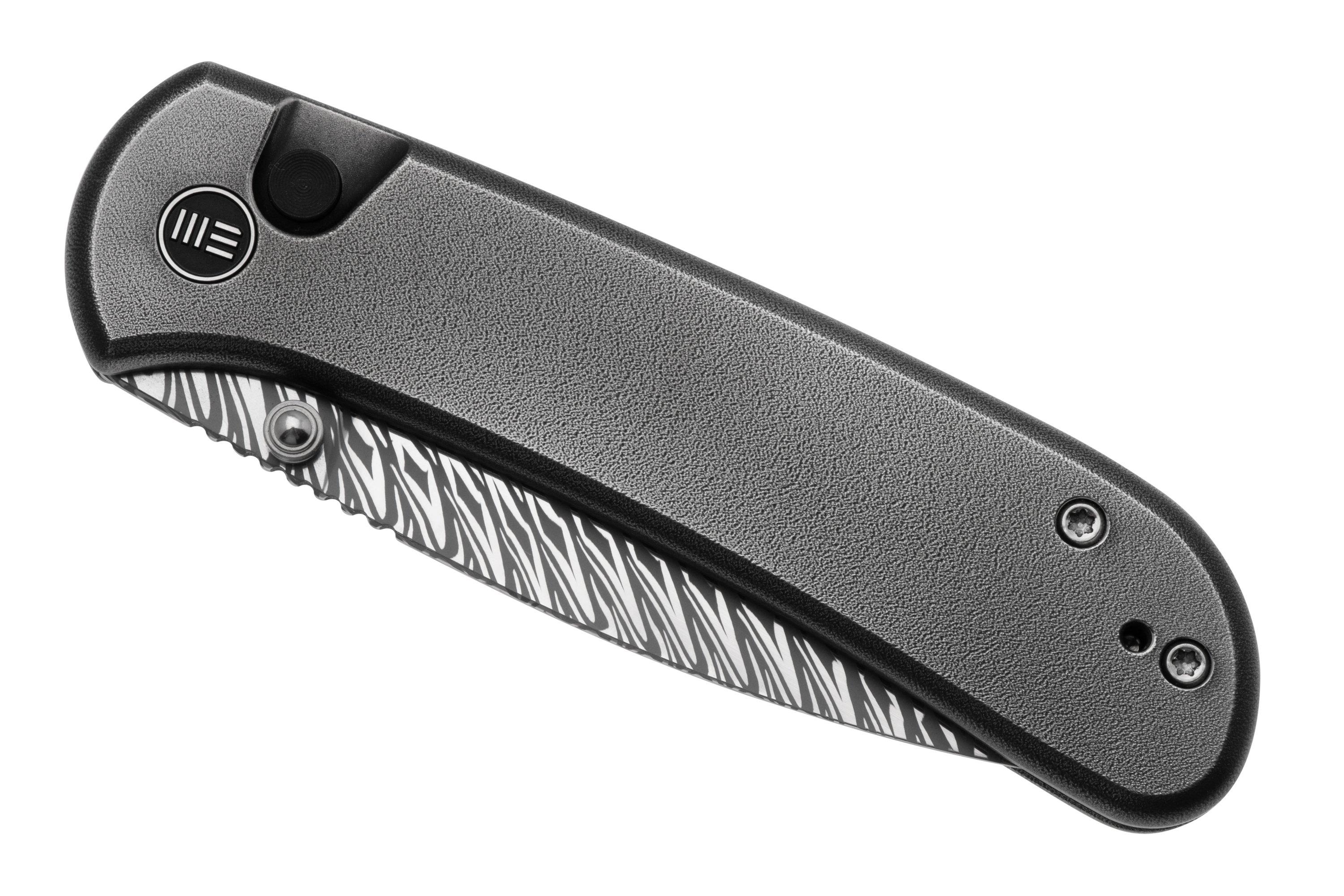 WE Knife Qubit WE22030FDS1 Damasteel, Polished Orange Peel Titanium