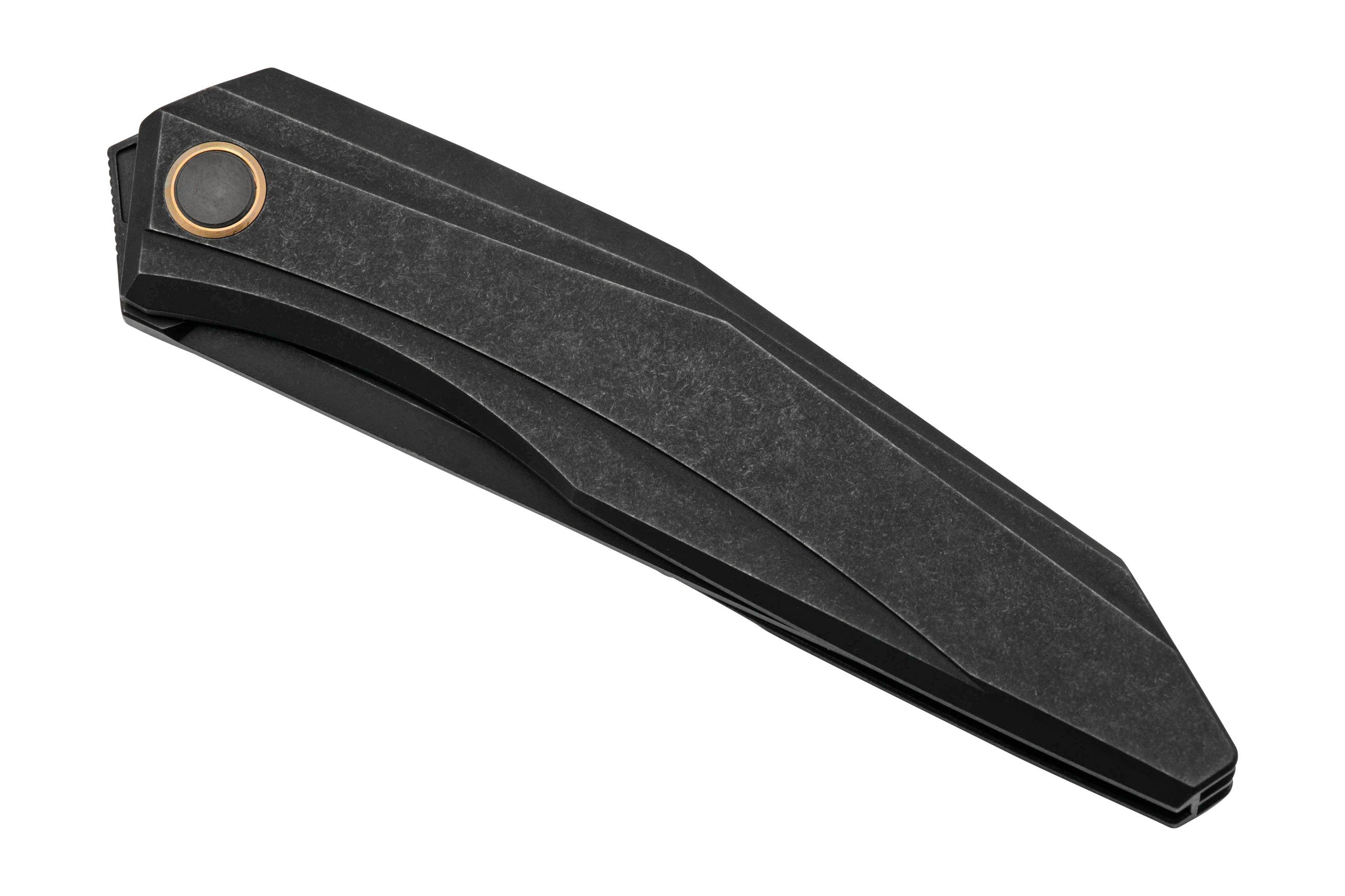 WE Knife WE220331 Black Titanium Handle, Black Stonewashed