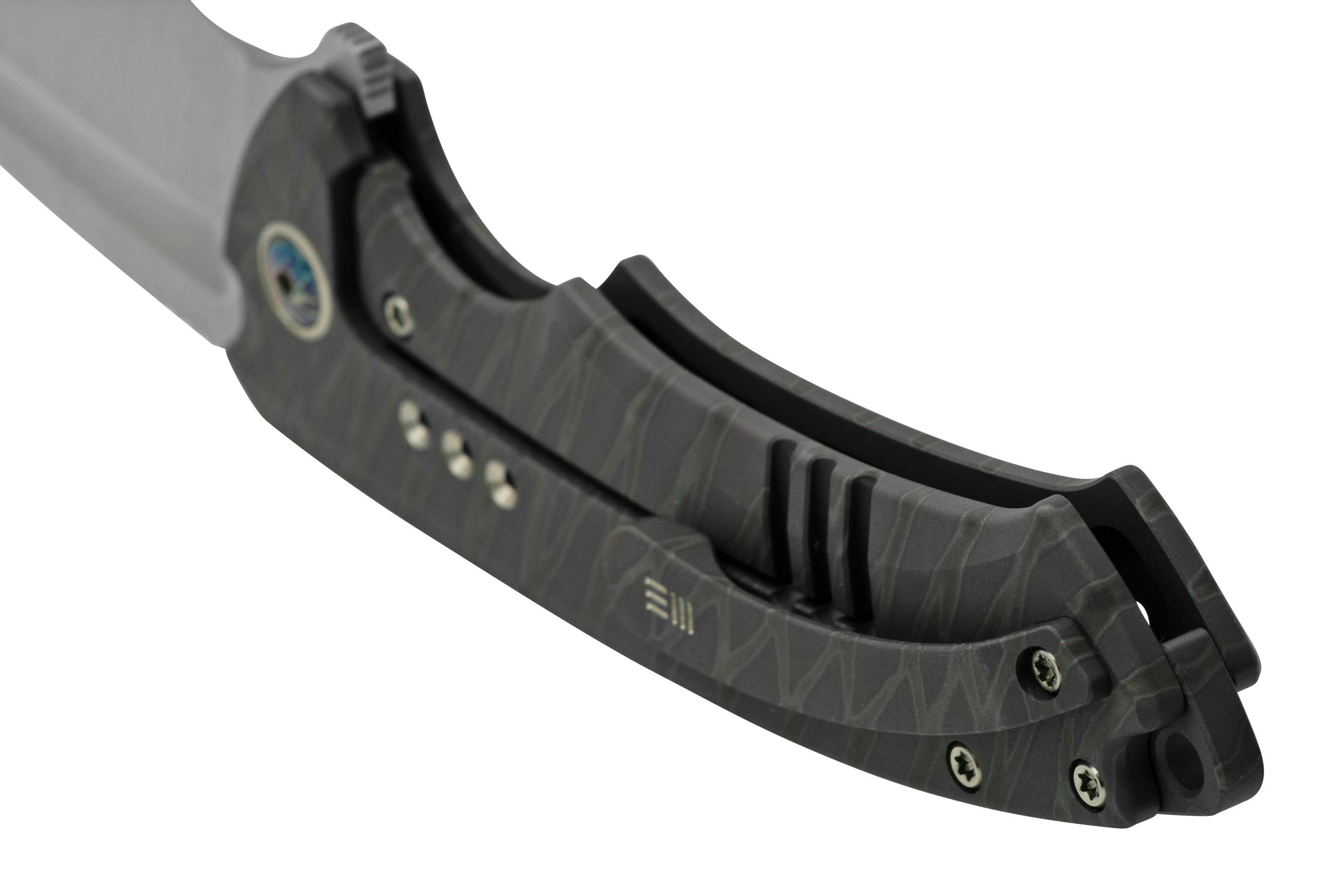 WE Knife Nexusia WE220443 Tiger Stripe Flamed Titanium, Hand Polished