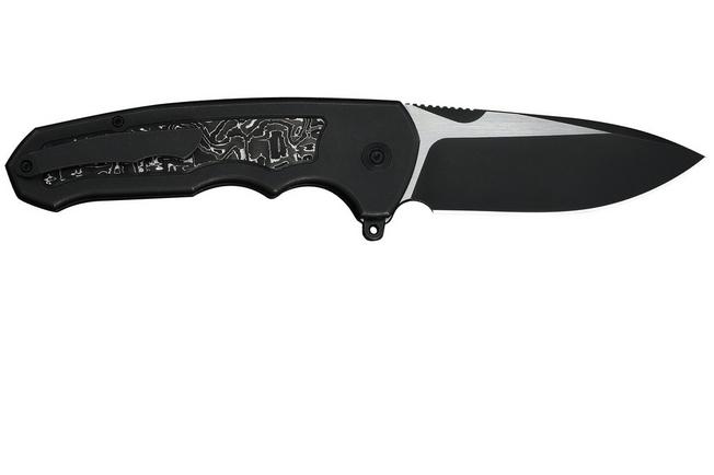 Image for WE Knife Starlash WE23011D-1 Blackwashed Böhler M390 Satin Flat, Black Titanium, Aluminum Foil Carbon Fiber Inlay, pocket knife