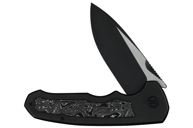 Image for WE Knife Starlash WE23011D-1 Blackwashed Böhler M390 Satin Flat, Black Titanium, Aluminum Foil Carbon Fiber Inlay, pocket knife