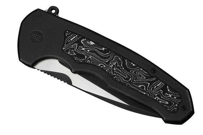 Image for WE Knife Starlash WE23011D-1 Blackwashed Böhler M390 Satin Flat, Black Titanium, Aluminum Foil Carbon Fiber Inlay, pocket knife