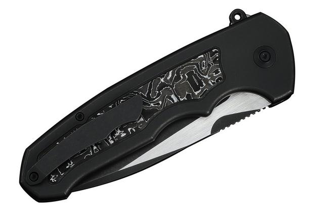 Image for WE Knife Starlash WE23011D-1 Blackwashed Böhler M390 Satin Flat, Black Titanium, Aluminum Foil Carbon Fiber Inlay, pocket knife