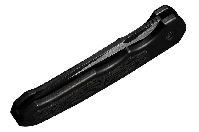 Image for WE Knife Starlash WE23011D-1 Blackwashed Böhler M390 Satin Flat, Black Titanium, Aluminum Foil Carbon Fiber Inlay, pocket knife